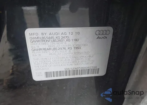 2011 Audi Q5 2.0T Premium z USA, uszkodzony, nr VIN WA1LFAFP4BA062398